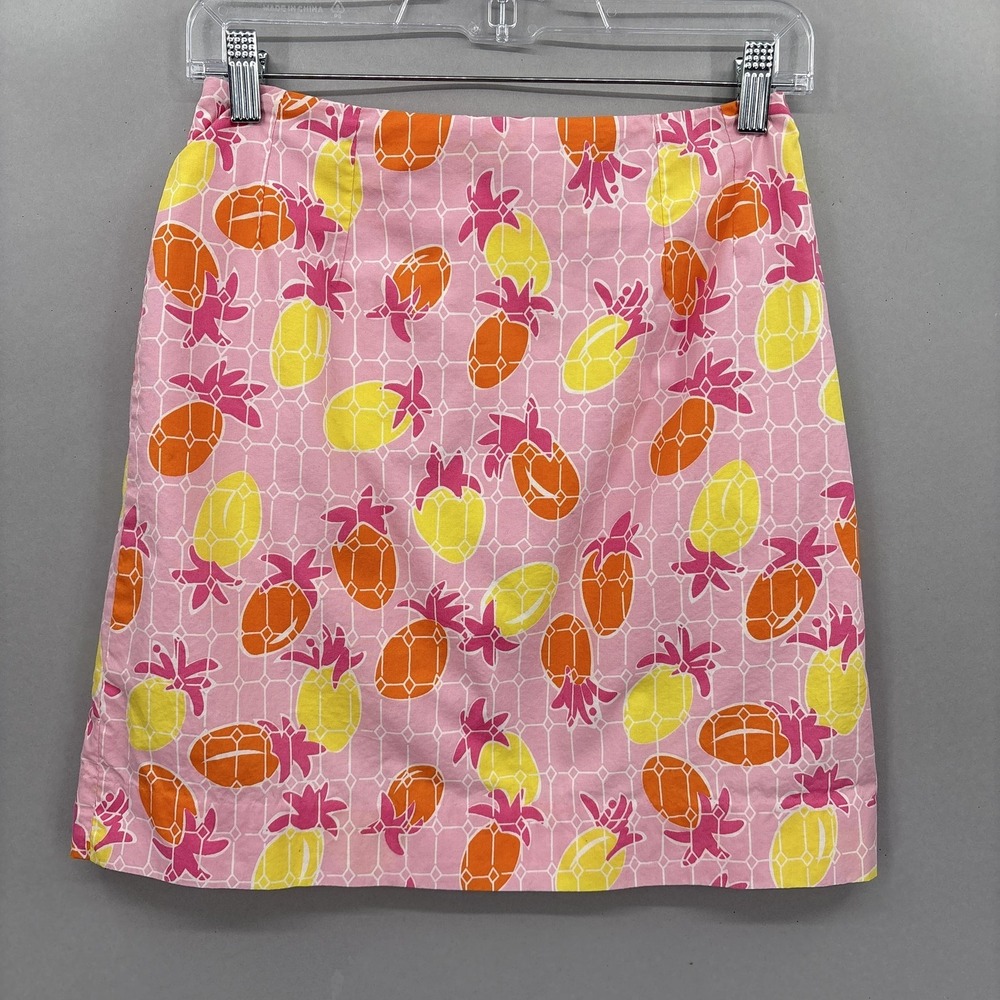 Vintage Lilly Pulitzer Skirt Womens 2 Pink Pineapple‎ Print A-Line Lined Classic